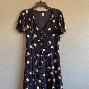 Gap Floral Sundress Button Down Size 8 Navy
